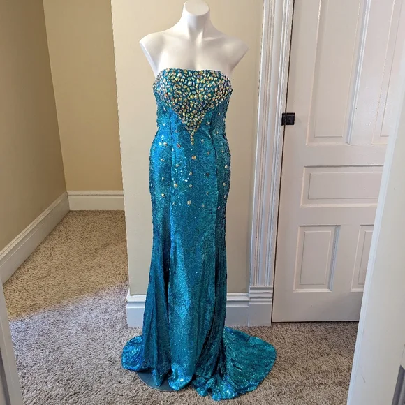 fitted lace wedding dress Tiffany Designs by Christina Wu 16025 - Mermaid Tulle Prom Gown 12 / Sage main image 1